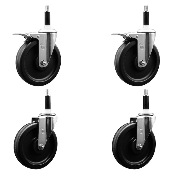 Service Caster 6'' Phenolic Swivel 7/8'' Expanding Stem Caster Set 2 Total Lock Brakes, 4PK SCC-EXTTL20S615-PHR-2-S-2-78 - main